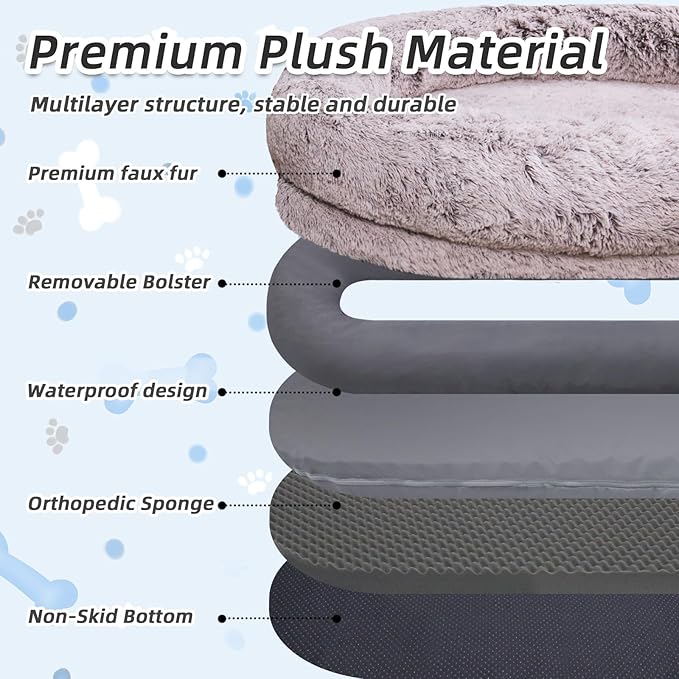 Human Dog Bed, Washable Faux Fur Pet Bed - Image 4