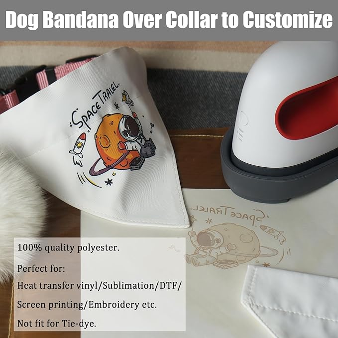 8 Packs Sublimation Blank Dog Bandana Over Collar, Pet Collar Slip-On Bandana - Image 4