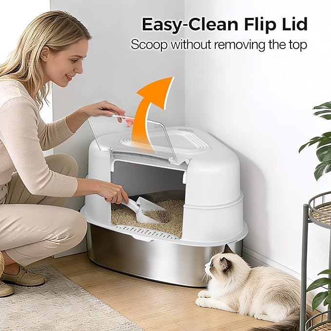XL Stainless Steel Corner Cat Litter Box - Image 6