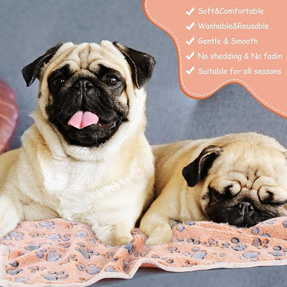 Chumia 40 Pcs Blankets Soft Fluffy Fleece Washable Pet Dog Sleep mat Paw Print - Image 5