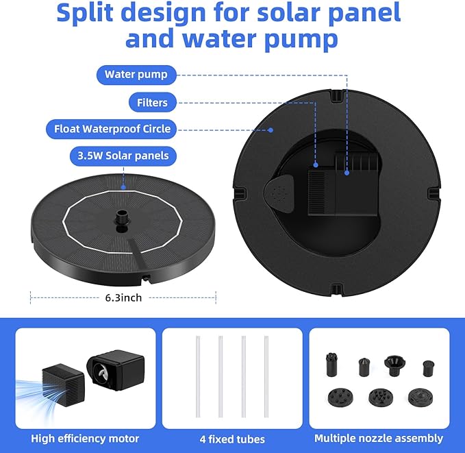 Solar Fountain for Bird Bath, Solar Water Fountain - Image 6