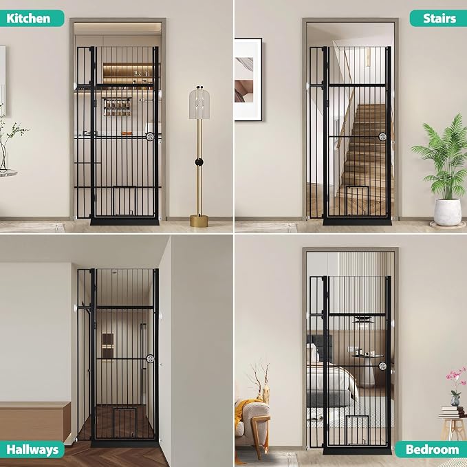 71" Extra Tall Pet Gate with Cat Door, No Drill Pressure Mounted Auto-Close - Image 6