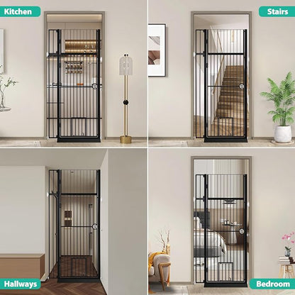 71" Extra Tall Pet Gate with Cat Door, No Drill Pressure Mounted Auto-Close - Image 6