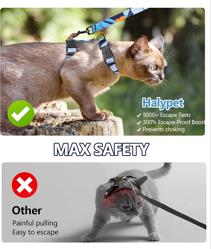 Halypet Cat Harness and Leash Set, Escape Proof Cat Harness, Safe Kitten Harness - Image 4