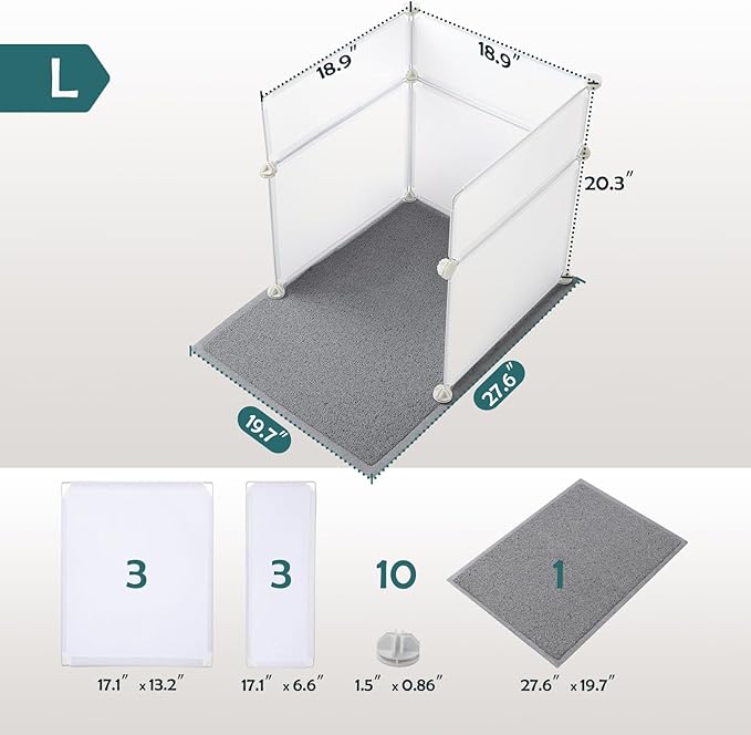 MEEXPAWS Cat Litter Box Enclosure Splash Guard Large L19×W19×H20 inch, Light - Image 3