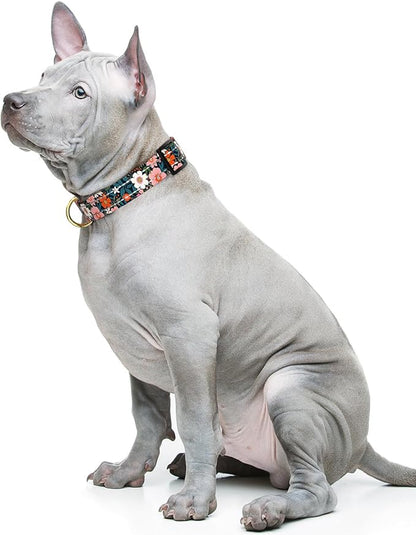 Reflective Dog Collar for Medium Dogs, Cute Flower Theme Adjustable Heavy-Duty - Image 2