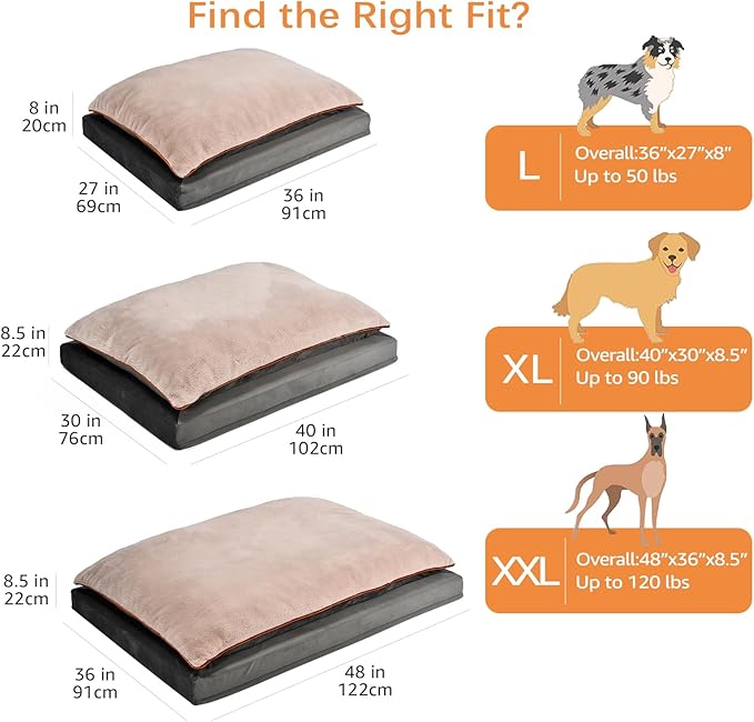 Amazon Basics Dog Bed with Cooling Gel Memory Foam, Pressure-Relief Support - Image 2