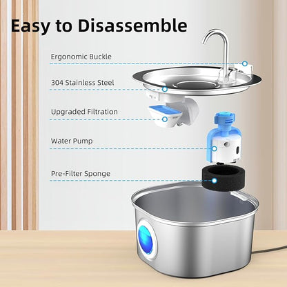 Casfuy PWS-155 Multi-Layer Filtration Quiet Stainless Steel Dog & Cat Water - Image 4