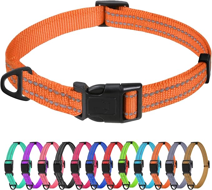 TagME Reflective Nylon Dog Collars, Adjustable Classic Pet Collar by TagME