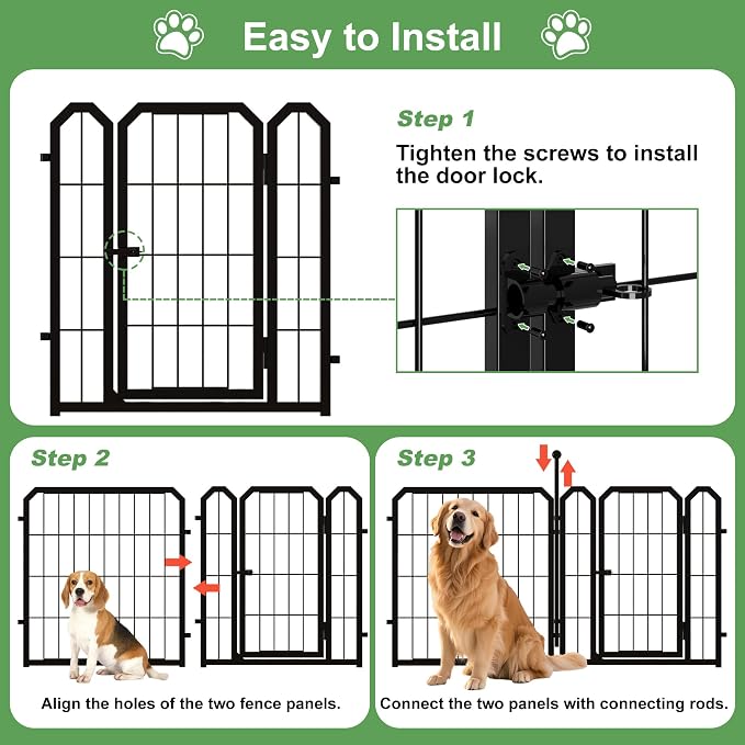 Dog Playpen for Indoor & Outdoor, 24 inch 8 Panels Metal Puppy Playpen for - Image 5