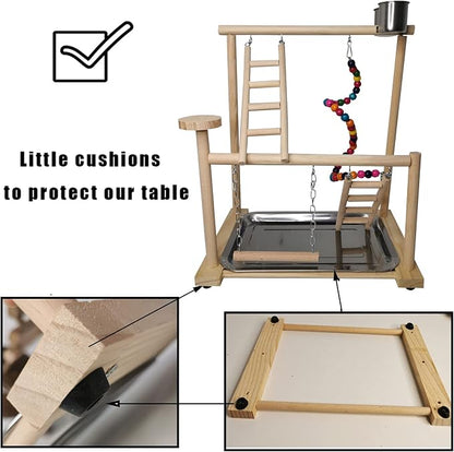 Parrots Playground, Bird Play Gym Wood Perch Stand Colours Revolving Climb - Image 4