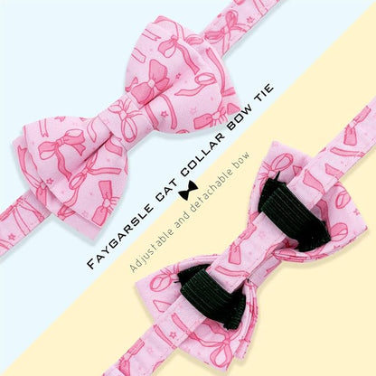 Faygarsle 2 Pack Pink Bow Pattern Cat Collar Set - Image 5