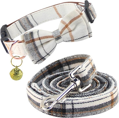 Yizepet Dog Collar and Leash Set-Plaid Puppy Collar by Yizepet