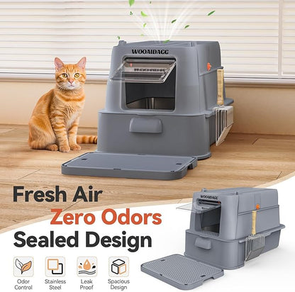 Enclosed Stainless Steel Cat Litter Box - Image 4