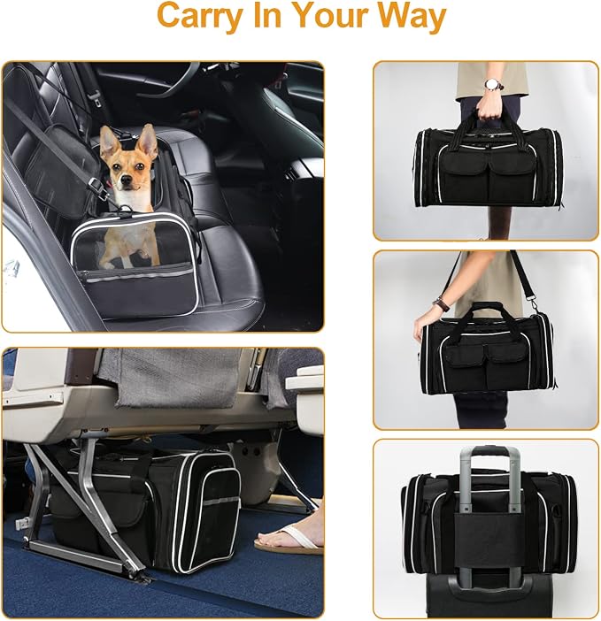 Estarer Soft Sided Pet Carrier Airline Approved, 4 Sides Expandable Collapsible - Image 3
