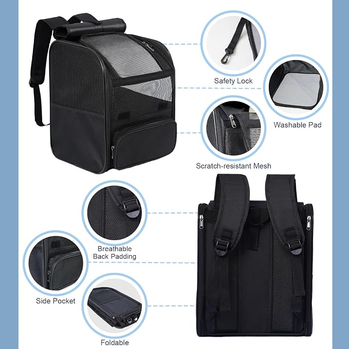 Pesen Cat Backpack Carrier, Breathable & Foldable Pet Carriers - Image 2