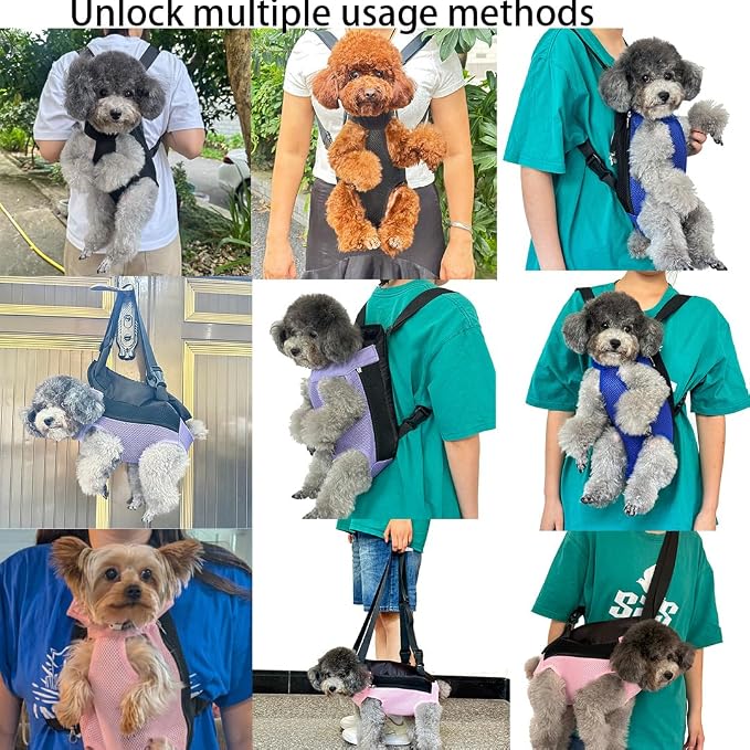 Pet Dog Carrier Backpack, Portable Breathable Mesh Chest Carrier, Polyester - Image 3