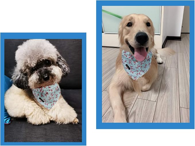 ARING PET Summer Dog Bandanas, Light Blue Flamingo Kerchief Triangle Bibs Scarf - Image 6