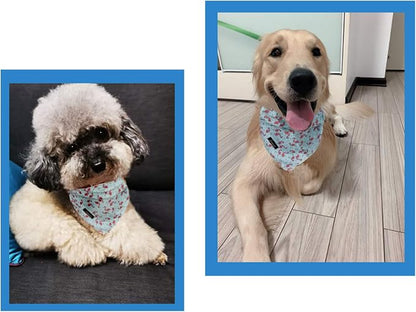 ARING PET Summer Dog Bandanas, Light Blue Flamingo Kerchief Triangle Bibs Scarf - Image 6