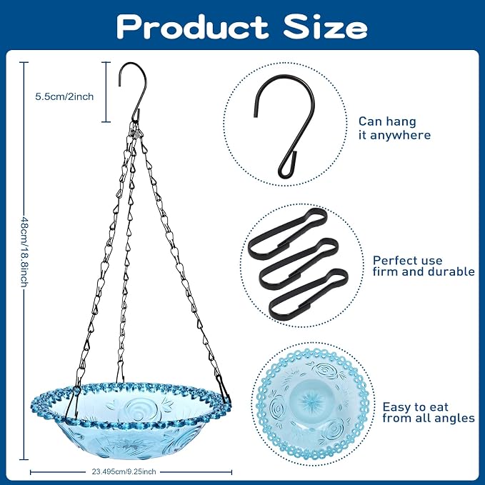 2 Pack Hanging Bird Baths, Hanging Bird Feeders - Image 4