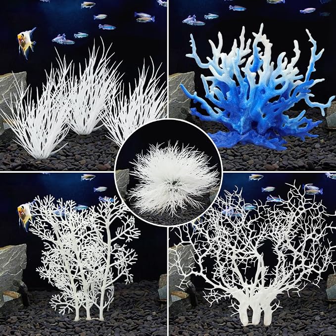 BEGONDIS 8 Pack Artificial Coral Ornament, Aquarium Plasitc Water Plants - Image 5