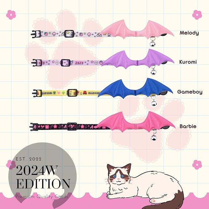 1 PC Bat Wing Cat Collar with Bell, Adjustable Kitten Collar with Safety - Image 6