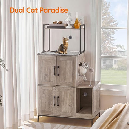 HOOBRO Cat Litter Box Enclosure Furniture, 2 in 1 Hidden Litter Box Furniture - Image 3