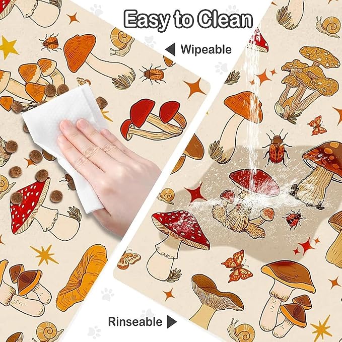 Dog Food Mat for Pet Cat Food Mat, Mushroom Absorbent Quick Dry Dog Bowl Mats - Image 6