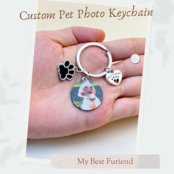 Custom Pet Keychain with Picture Personalized Dog Photo Keychain Pet Lover Gift - Image 7