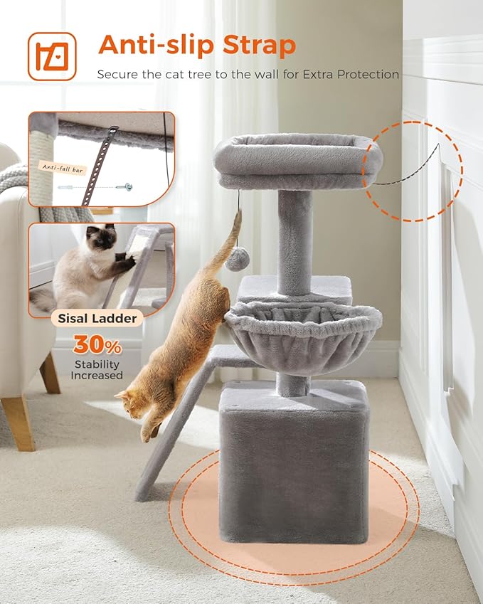 PETEPELA Small Cat Tree for Indoor Cats, Cozy Hammock and Removable Top Bed - Image 5