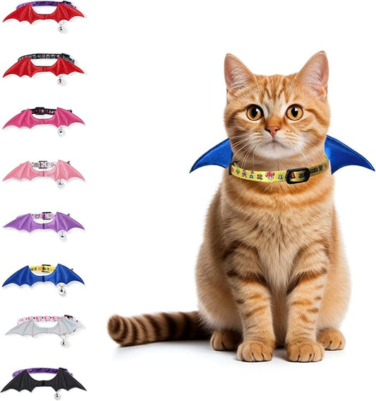1 PC Bat Wing Cat Collar with Bell, Adjustable Kitten Collar with Safety by FURRYUMI