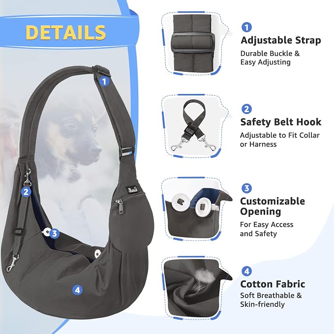 SlowTon Dog Carrier Sling, Thick Padded Adjustable Shoulder Strap Dog Carriers - Image 2