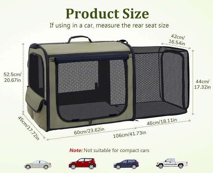 Pecute Dog Car Carrier Stable and Light Weight, Expandable Extra Space Dog - Image 9