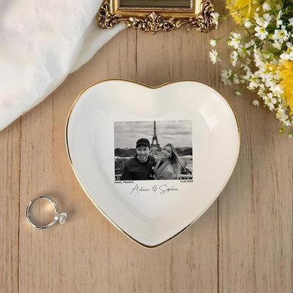 Custom Couple Portrait Photo Ring Dish, Personalized Picture Trinket Tray - Image 6
