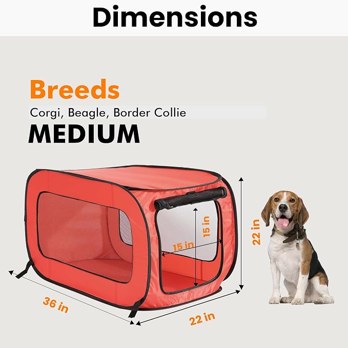 Beatrice Home Fashions Portable, Collapsible, Pop Up Kennel Travel Cat and Dog - Image 2