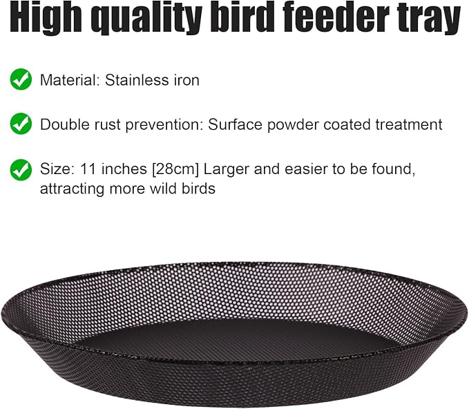 2pcs Metal Round Bird Feeders Tray, Wild Birds Seed Feeder, Mesh Tray Outdoor - Image 6
