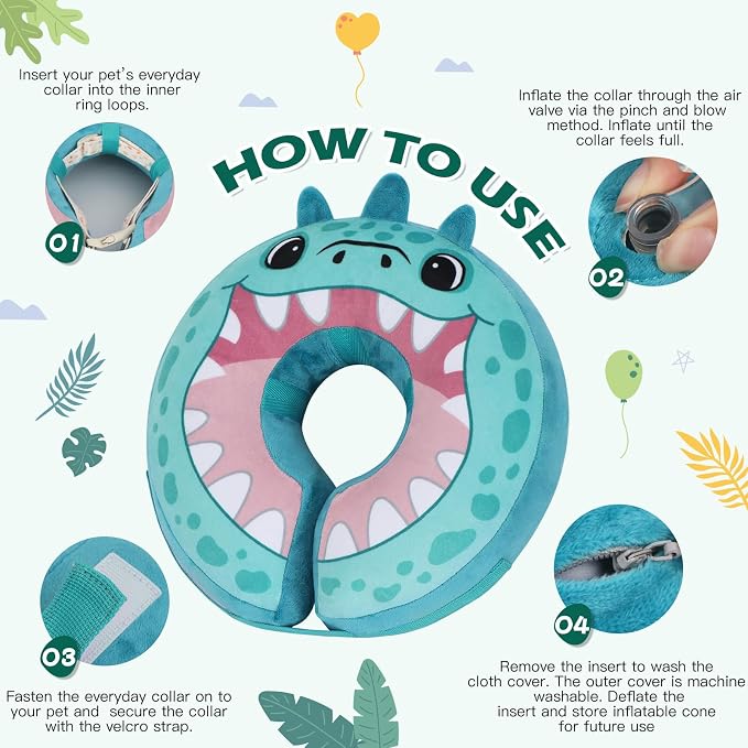 IEUUMLER Inflatable Recovery Dog Collar, Protective Donut Cone, Adjustable Soft - Image 4
