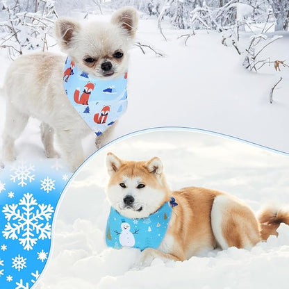 Abbylike 50 Pcs Winter Dog Bandanas Bulk Blue Snowflake Dog Bandanas - Image 4