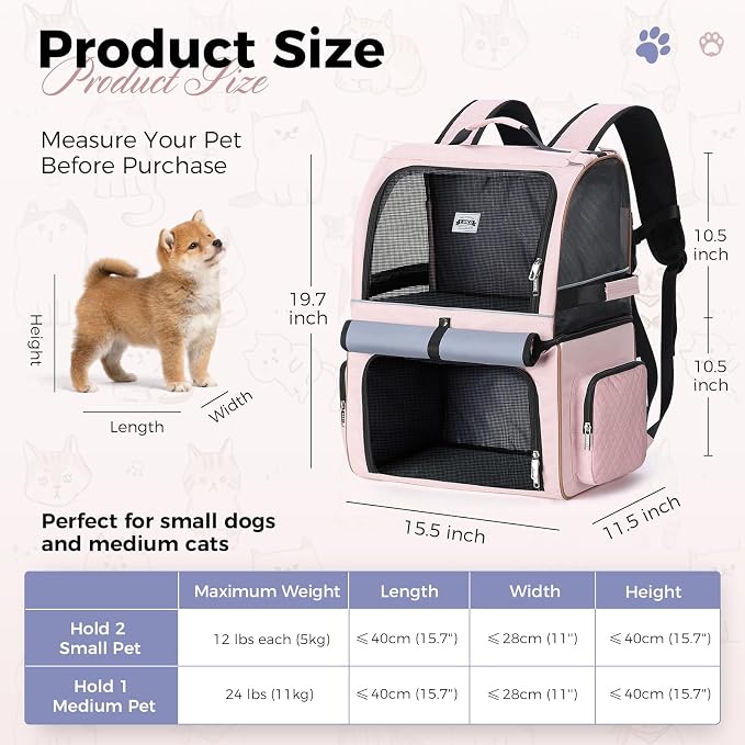 Lekebobor Double Cat Backpack Carrier - Image 3