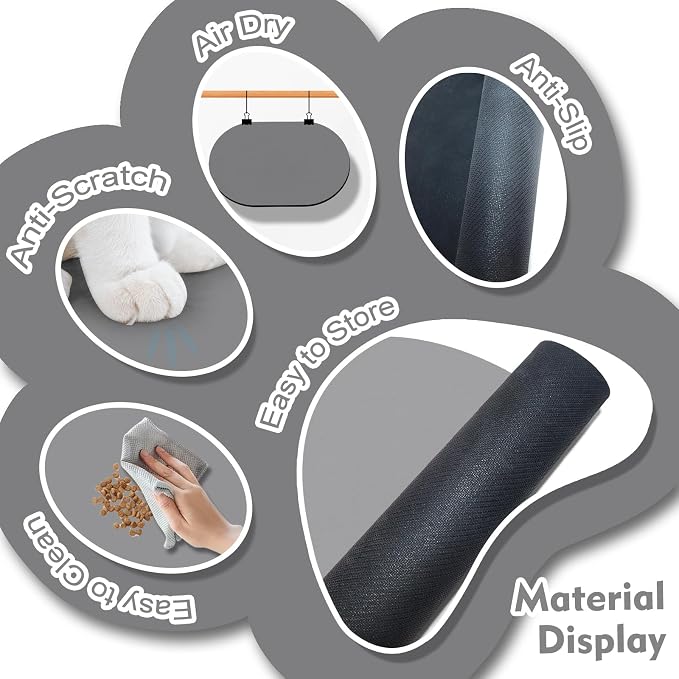 Cat Food Mat 24''x16'', Absorbent Cat Mats - Image 3