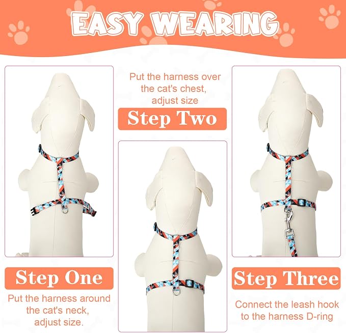 2 Pack Cat Harness and Leash Set, Escape Proof Adjustable Kitten Harness - Image 5
