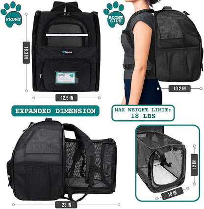 PetAmi Dog Cat Backpack Carrier, Expandable Pet Carrier Backpack - Image 2