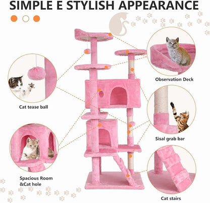 Cat Tree for Indoor Cats, Space Saving Cat Activity Center, Durable Pet Play - Image 3