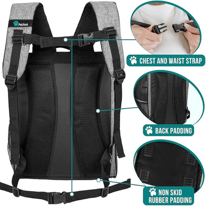 PetAmi Dog Backpack Carrier for Small Large Cat, Ventilated Pet Hiking Backpack - Image 5