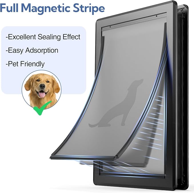 Aluminum XL Dog Door for Exterior Door, Open Size:24.4" H x 13.8" W, Heavy Duty - Image 2
