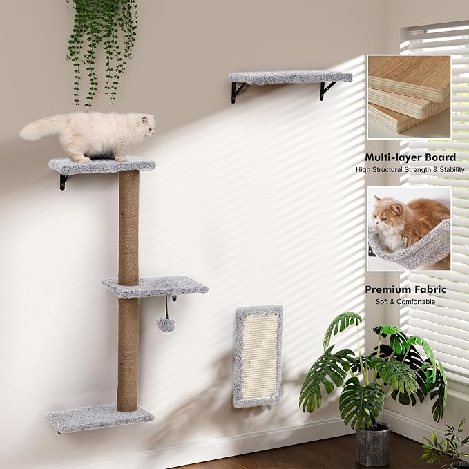 5-in-1 Cat Wall Shelves, Perch & Lounge - Image 4