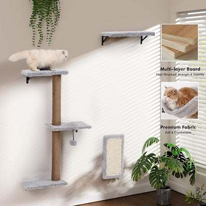 5-in-1 Cat Wall Shelves, Perch & Lounge - Image 4