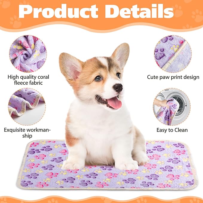 Chumia 40 Pcs Blankets Soft Fluffy Fleece Washable Pet Dog Sleep mat Paw Print - Image 3