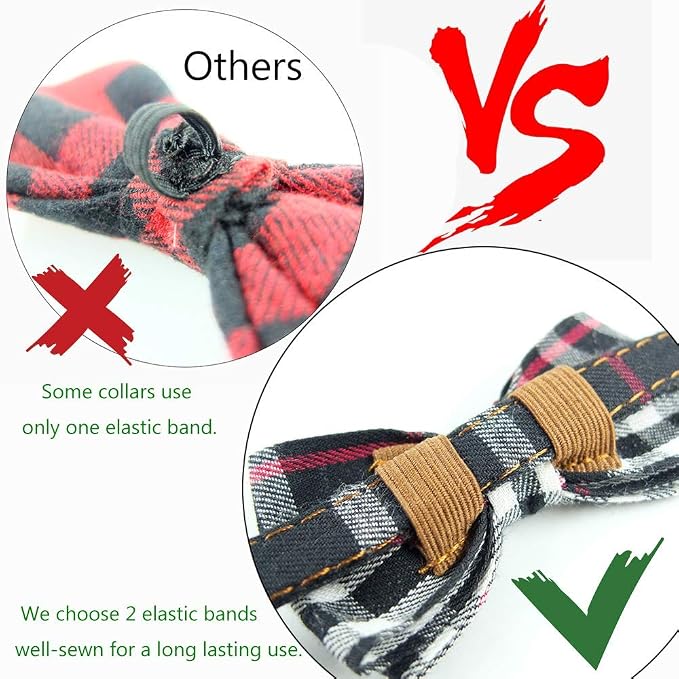 Cat Collar Breakaway with Bell and Bow Tie, Plaid Design Adjustable Safety - Image 6