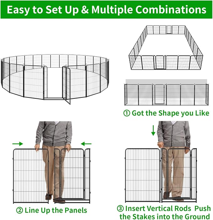 Dog Playpen Outdoor Extra Wide 24 Piece Panels Heavy Duty Dog Fence 47" Height - Image 8